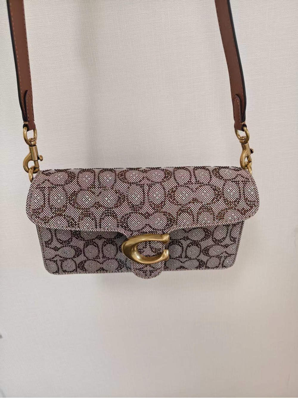 Signature Monogram Crossbody Bag in Brown and Cream